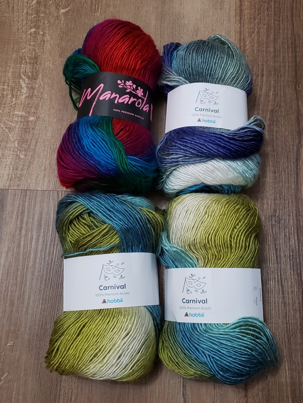 hobbii 100% Acrylic Carnival Yarn (3) And Manarola 100% Acrylic Yarn (1)